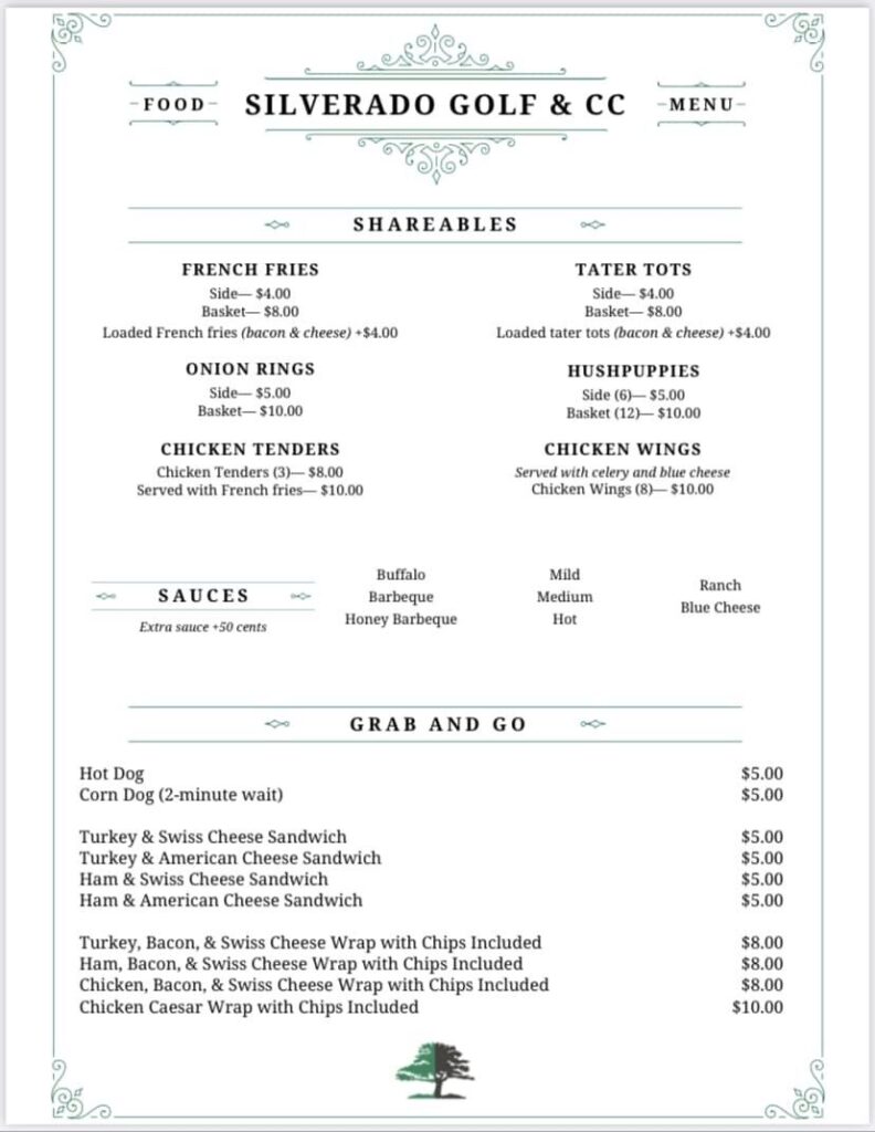 Shareables and TO GO Silverado Menu